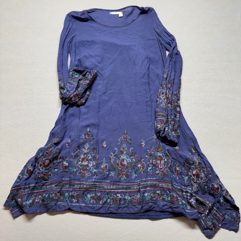Chelsea & Violet Purple Embroidered Long Sleeve Mini Dress XS Boho